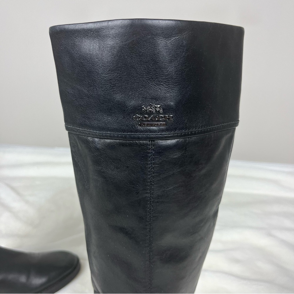 COACH LEATHER ELM KNEE HIGH BOOTS IN BLACK SIZE 6.5 - Picture 9 of 16